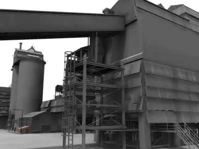 factory mill building 3d model 3D model