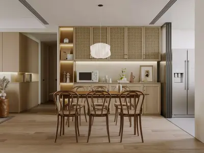 Modern living room dining room interior scenes 244 3D model