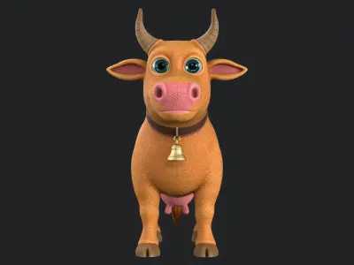 Cartoon Cow V4 Low-poly 3D model