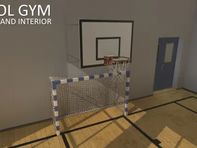 School gym - inventory and interior Low-poly 3D model