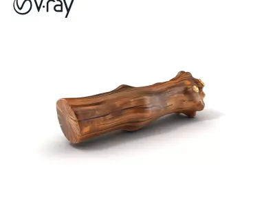 Driftwood Brass Accent Log D model pack Low-poly 3D model