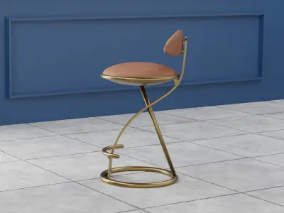 Luxury Leather Bar Stool   3D model