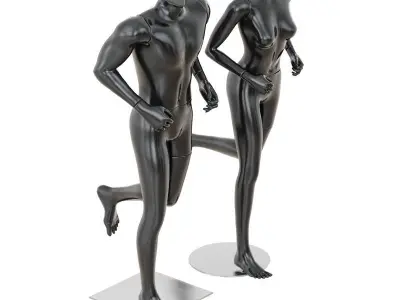Running mannequin man and woman 36 3D model