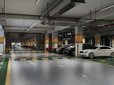 Modern Underground Parking Garage 3D Model Low-poly 3D model