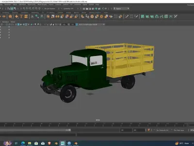 1934 model BB stake truck retro wide game animation ready 3D model