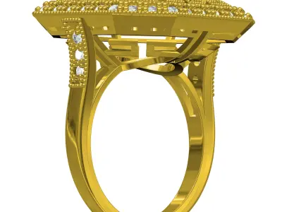Octagon Stone Double Halo Art Deco Ring 3D print model