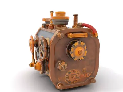 Bronze Steampunk Engine model pack Low-poly 3D model