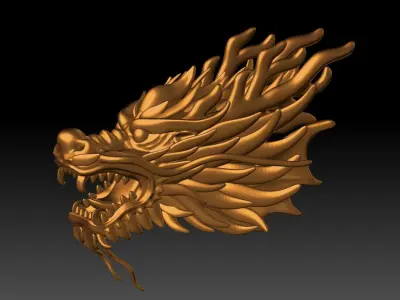 3D printing Dragon Head model STL Golden Dragon decoration  3D print model