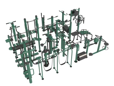 Outdoor Fitness Equipments Collection  3D model