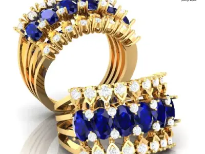 Luxury Sapphire and Diamond Cocktail Ring   3D CAD Jewelry Model 3D print model