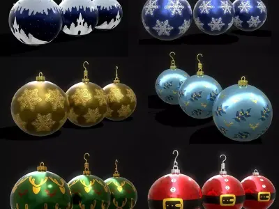 Christmas Six Decorative Balls  3D Model Collection