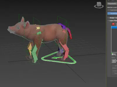 pig rig  high-poly  textured 3D model