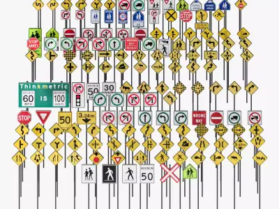 166 Canada Signs Road Pack Low-poly 3D model
