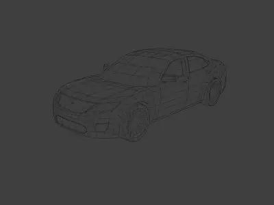 Low Poly Modern Generic Full-Size Sedan  Low-poly 3D model
