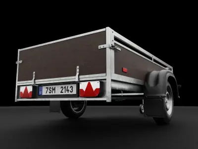 Car Utility Trailer with Handbrake 3D model
