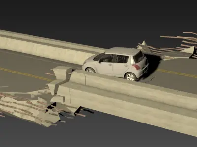 Bridge Collapsed Model 3D model