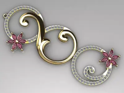 flora pendant  with marquise flower 3D print model