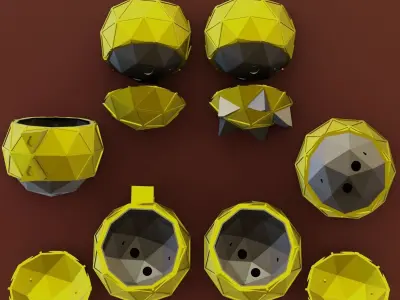 stl and obj-Icosphere shaped wall and desk planters 3D print model