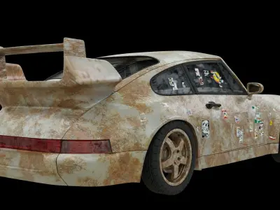 rusted porsche 911  Low-poly 3D model