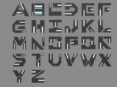Cyberpunk 3D Alphabet Vol 01 Neon Only Low-poly 3D model