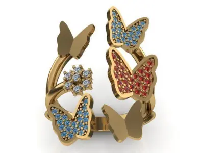 Butterfly Ring Gold Silver Rings 3D printing model 3D print model