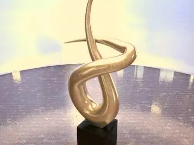 Abstract silver flame home decoration statue 3D model