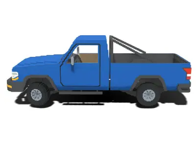 Voxel Pickup Single Cab Low-poly 3D model