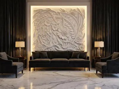 modern panel wall decor set relief stl mural CNC 269  3D model