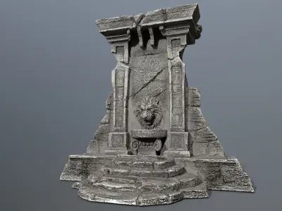 Lion fountain Low-poly 3D model
