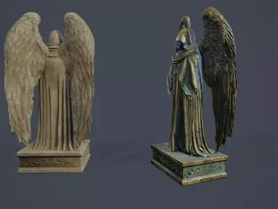 Dark Guardian Angel Statue PBR Low-poly 3D model