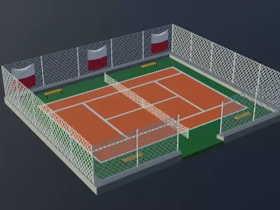Tennis Court - Poland Low-poly 3D model