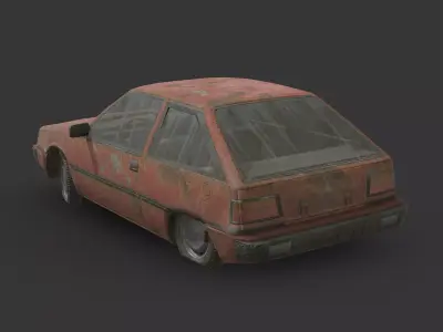 031 Abandoned Car - Mitsubishi Colt Hatchback Low-poly 3D model