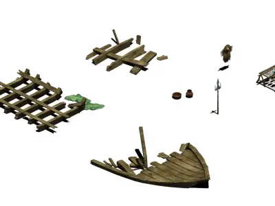Game Fishing Village - Broken Ship - Fishnet Accessories 3D model