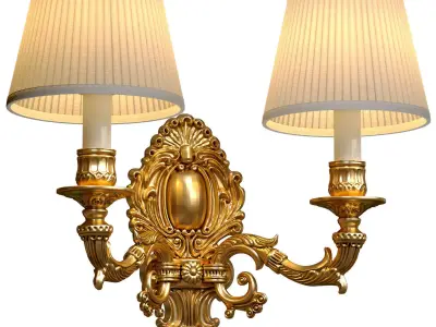Golden Sconce in classic style Wall lamp with two arms  3D model