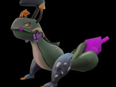 Creature Salamander - Animated for Game - Low Poly Low-poly 3D model