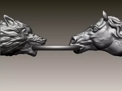 wolf and horse 3D model