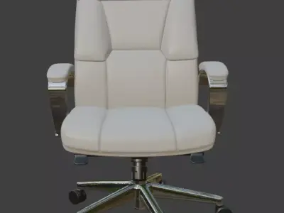 White Leather Executive Office Chair High Detail 3D Model PBR 3D model