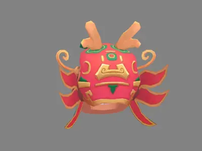 Cartoon dragon dance head set Low-poly 3D model