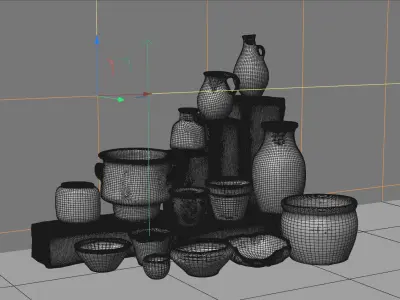 Pots Collection Vol I Low-poly 3D model