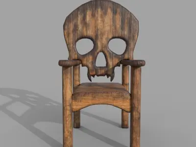 Wooden Skull Chair Low-poly 3D model