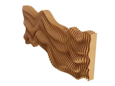 Parametric Wavy Wooden Wall Decor - 01 -CNC files for cutting 3D model