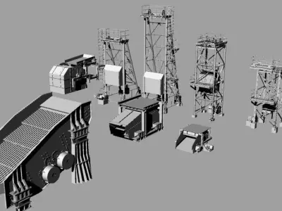 Mining rig equipments 3D model