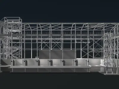 Industrial factory building in structure 25i27 3D model