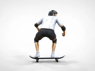 N1 Skateboarder Skateboarding with skateboard 3D print model