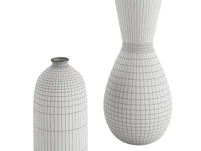Scandi White and  Black Ceramic Vase 3D model