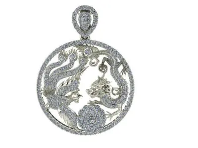 Dragon and Hamsa pendant 3D print model