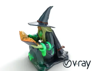 Witch and Cauldron Mystical Character model pack Low-poly 3D model