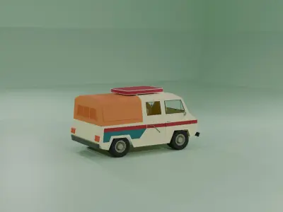 LowPoly Van Car 3D Model 3403 Tris Game Ready UVs No Interior Low-poly 3D model