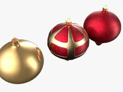 Christmas Tree Ornament Set8 - Red Yellow 3D model