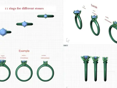 Engagement Solitaire rings 3D print model